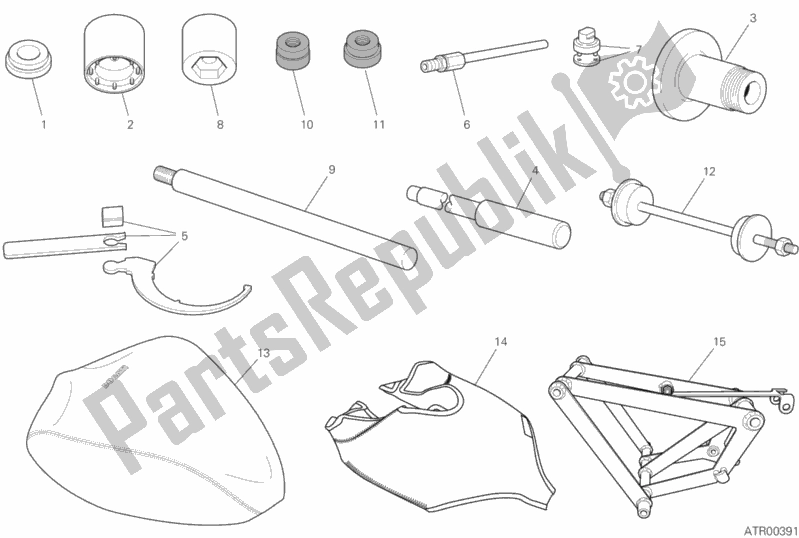 All parts for the Workshop Service Tools (frame) of the Ducati Superbike Superleggera V4 USA 998 2020
